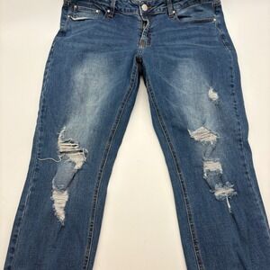 Resfeber Los Angeles Skinny Boyfriend‎ Jeans Blue Distressed Ripped Size 16